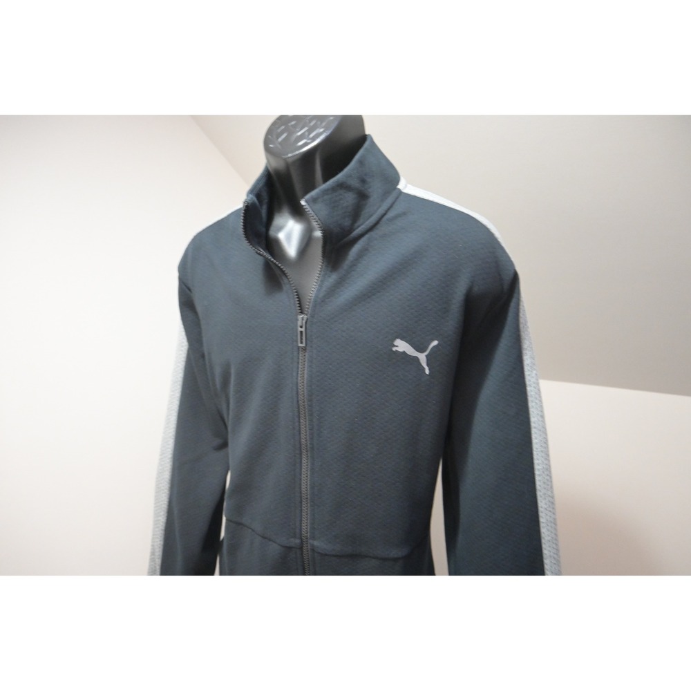 Puma Track Jacket Mens‎ 2XL XXL Black Full Zip Stripe Cotton Blend Performance